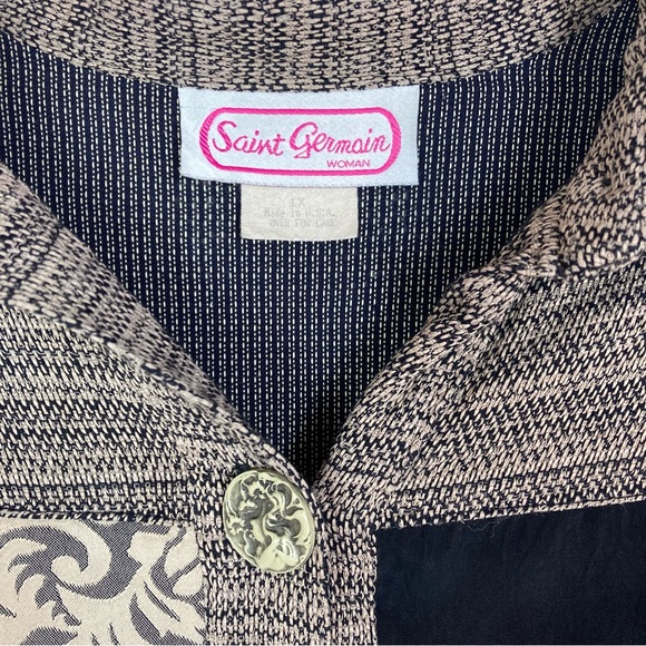 Vintage Saint Germain Woman 1X Button Shirt Mixed Media USA Unique Buttons Flaws - Picture 4 of 14